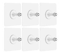 sourcing map 6Pcs Adhesive Wall Mount Screw Hooks, 2.8" Square Drill Free Adhesive Hooks Waterproof Heavy Duty Sticky Wall Mount with M6 Screw Cap Nut for Bathroom Kitchen Hanging Shelf, 26mm
