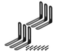 sourcing map 6Pcs Adjustable L-Shape Corner Brace with Slot, 4.72 x 3.94 Inch Stainless Steel Slotted Right Angle Corner Bracket with Screws for Wooden Furniture Cabinet, Black