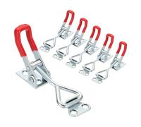 sourcing map 6pcs Adjustable Toggle Clamp M5 x 27mm 220lbs Holding Capacity 4001 Style Quick Release Pull Latches Clamps Hasp for Smoker Lid Jig Tool Box Case, Silver Red