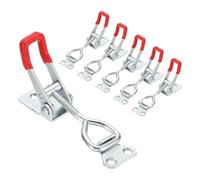sourcing map 6pcs Adjustable Toggle Clamp M6 x 32mm 396lbs Holding Capacity 4002 Style Quick Release Pull Latches Clamps Hasp for Smoker Lid Jig Tool Box Case, Silver Red