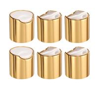 sourcing map 6pcs Aluminized Plastic Disc Top Caps, 24/410 Replacement Press Caps Durable Dispensing Lids for Squeeze Bottles, Refillable Bottles, Plastic, Empty, Shampoo, Gold White
