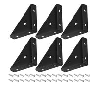 sourcing map 6Pcs Angle Corner Brackets, 65x19x65mm Cold Rolled Steel Braces Joining Support with Screws for Desk Bed Edge (Black)