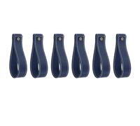 sourcing map 6pcs Artificial Leather Curtain Rod Holder 1 x 4.7 Inches Wall Hanging Straps Curtain Rod Hook Brackets Hangers with Screws for Home Bathroom Kitchen Bedroom, Dark Blue