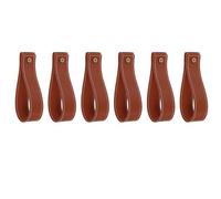 sourcing map 6pcs Artificial Leather Curtain Rod Holder 1 x 4.7 Inches Wall Hanging Straps Curtain Rod Hook Brackets Hangers with Screws for Home Bathroom Kitchen Bedroom, Brown Yellow