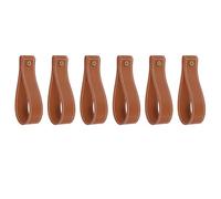 sourcing map 6pcs Artificial Leather Curtain Rod Holder 1 x 4.7 Inches Wall Hanging Straps Curtain Rod Hook Brackets Hangers with Screws for Home Bathroom Kitchen Bedroom,Dark Brown