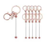 sourcing map 6Pcs Beadable Keychain Bars, Metal Beaded Keychain Bars Bulk Blank Creative Cute Key Chain for DIY Craft Jewelry Making Supplies, Rose Gold
