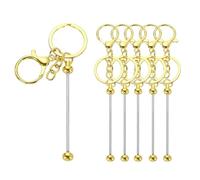sourcing map 6Pcs Beadable Keychain Bars, Metal Beaded Keychain Bars Bulk Blank Creative Cute Key Chain for DIY Craft Jewelry Making Supplies, Gold