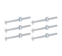 sourcing map 6Pcs Bed Frame Bolts, M6 x 80mm Hex Socket Head Screws Bolts Barrel Nuts Bunk Bed Bolt Furniture Screws with Slotted Head Barrel Nut for Chairs Cots, Silver
