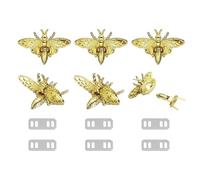sourcing map 6Pcs Bee Turn Lock Clasp, 1.85" x 1.22" Zinc Alloy Closures Lock Fasteners Purse Twist Clip Clasp for Handbag Leather Bag Making, Light Gold