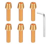 sourcing map 6pcs Bike Disc Brake Caliper Bolts M5 x 18mm Hex Bicycle MTB Disc Brake Caliper Adapter Screws Bolts with 4mm Hexagon Wrench for Road Mountain Bike BMX, Gold