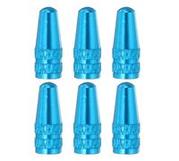 sourcing map 6pcs Bike Valve Caps Anodized Aluminum Road Bicycle Air Tire Valve Caps Dust Caps for MTB Road Racing Bicycle, Light Blue
