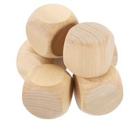 sourcing map 6pcs Blank Wooden Dice, 50mm 2 inch Unfinished Wooden Cube Rounded Corners Square Block for DIY Craft Projects