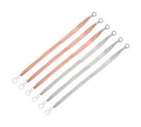 sourcing map 6Pcs Braided Ground Strap 12" x 0.35" Tinned Copper and Copper Universal Automotive Flexible Bare Flat Ground Strap Connectors with Terminal Plugs for Most Car Vehicle