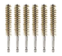 sourcing map 6Pcs Brass Bore Brush 16mm Dia 4.5" Long Cleaning Twisted Wire Brush with Handle 1/4" Hex Shank for Tubes Ports Bearings, Yellow