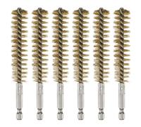 sourcing map 6Pcs Brass Bore Brush 18mm Dia 4.5" Long Cleaning Twisted Wire Brush with Handle 1/4" Hex Shank for Tubes Ports Bearings, Yellow