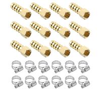 sourcing map 6pcs Brass Hose Barb Fittings, 3/8" Barb x 1/8" NPT Female Brass Barb Pipe Fitting Adapter with 6pcs Hose Clamps for Water Fuel Air