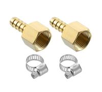 sourcing map 6pcs Brass Hose Barb Fittings, 5/16" Barb x 3/8" NPT Female Brass Barb Pipe Fitting Adapter with 6pcs Hose Clamps for Water Fuel Air