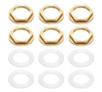 sourcing map 6Pcs Brass Lock Nuts Pipe Fitting, G3/4"-14 Female Hex Locknut, Flange Single Hole Faucet Lock Nut with Silicone Washer for Kitchen Basin Sink Plumbing
