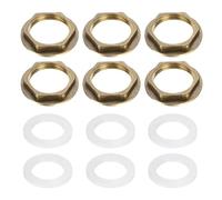 sourcing map 6Pcs Brass Lock Nuts Pipe Fitting, G3/4" Female Hex Locknut, Flange Single Hole Faucet Lock Nut with Silicone Washer for Kitchen Basin Sink Plumbing