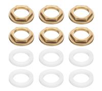 sourcing map 6Pcs Brass Lock Nuts Pipe Fitting, G3/8"-19 Female Hex Locknut, Flange Single Hole Faucet Lock Nut with Silicone Washer for Kitchen Basin Sink Plumbing