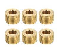 sourcing map 6Pcs Brass Pipe Plug Fitting, 1/2" NPT Male Hex Counter Sunk Plug, Internal Thread Socket Pipe Plug for Closing the End of Pipe, Air Tanks
