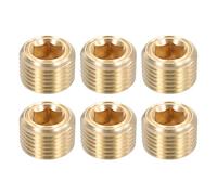 sourcing map 6Pcs Brass Pipe Plug Fitting, 1/8" NPT Male Hex Counter Sunk Plug, Internal Thread Socket Pipe Plug for Closing the End of Pipe, Air Tanks