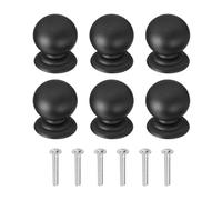 sourcing map 6Pcs Cabinet Knobs, 0.87" Solid Round Ball Shape Drawer Knobs Single Hole Aluminum Alloy Cabinet Handles Pulls with Screws for Kitchen Cabinets Bedroom Dresser Wardrobe, Black