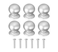 sourcing map 6Pcs Cabinet Knobs, 0.87" Solid Round Ball Shape Drawer Knobs Single Hole Aluminum Alloy Cabinet Handles Pulls with Screws for Kitchen Cabinets Bedroom Dresser Wardrobe, Silver