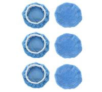 sourcing map 6pcs Car Polisher Bonnet Buffing Pad Coral Fleece Polishing Buffing Pad Cover for 7"-8" Car Buffer Bonnets Polisher, Light Blue