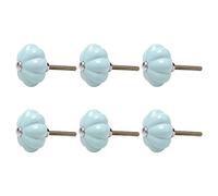 sourcing map 6pcs Ceramic Knobs Drawer Pumpkin Shape Pull Handle Furniture Door Cabinet Cupboard Wardrobe Dresser Replacement Blue