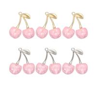 sourcing map 6Pcs Cherry Charm 30x28mm Acrylic Cherry Pendants 3D Fruit Cute Ornament Decoration for Jewelry Making Earrings Necklace Bracelets DIY Crafts, Clear Light Pink