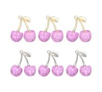 sourcing map 6Pcs Cherry Charm 30x28mm Acrylic Cherry Pendants 3D Fruit Cute Ornament Decoration for Jewelry Making Earrings Necklace Bracelets DIY Crafts, Clear Pink