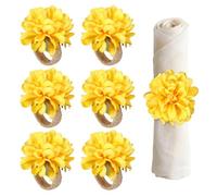 sourcing map 6Pcs Chrysanthemum Flower Napkin Rings for Holiday Yellow