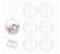 sourcing map 6pcs Clear Plastic Fillable Ornaments, 100mm/4" Clear Acrylic Ornaments Hanging Balls with 164ft Wire DIY Christmas Ornament Decoration for Party Wedding Home Decor