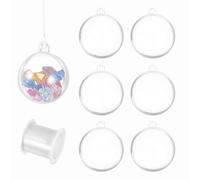 sourcing map 6pcs Clear Plastic Fillable Ornaments, 70mm/2.8" Clear Acrylic Ornaments Hanging Balls with 164ft Wire DIY Christmas Ornament Decoration for Party Wedding Home Decor