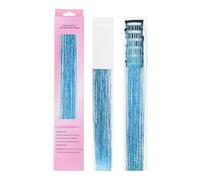 sourcing map 6Pcs Clip in Hair Tinsel Kit, 20 Inch Sparkle Fairy Hair Extensions Clips Heat Resistant Colorful Glitter Hair Accessories for Women, Lake Blue