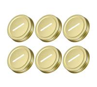 sourcing map 6Pcs Coin Slot Bank Lid for Mason Jar, Regular Mouth Tin Plate Caps Inserts Fit for Canning Jars Cover, 70mm/2.76", Gold