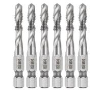 sourcing map 6pcs Combination Drill and Tap Bits, Metric M6 x 1 Thread 1/4" Hex Shank 4341 High Speed Steel Threading Screw Taps Machine Drilling Tapping Tool Kit