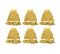 sourcing map 6Pcs Commercial Mop Head Replacement, Cotton String Mop Head, Wet Cleaning Mop Head Refills for Home, Industrial Commercial Use, Yellow