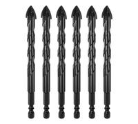 sourcing map 6pcs Concrete Masonry Drill Bits 14mm (9/16") Tungsten Carbide Tip Chrome Plated Long Triangle Cross Drill Bit for Ceramic Tile Brick Glass Plastic Wood, Black