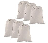 sourcing map 6pcs Cotton Storage Bags 11.8" x 15.8" Canvas Drawstring Bags Reusable Packing Storage Muslin Bags with Drawstring for Fruit Onion Clothes Shopping Home Supplies, Beige