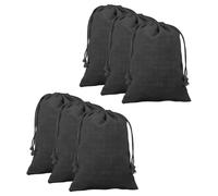 sourcing map 6pcs Cotton Storage Bags 5.9" x 7.9" Canvas Drawstring Bags Reusable Packing Storage Muslin Bags with Drawstring for Fruit Onion Clothes Shopping Home Supplies, Black