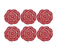 sourcing map 6Pcs Crochet Doilies Handmade Tray Doilies 4" Round Cloth Placemats Lace Coasters for Crafts, Daily Use, Festivals, Home Decoration, Dark Red
