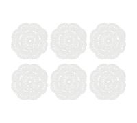 sourcing map 6Pcs Crochet Doilies Handmade Tray Doilies 4" Round Cloth Placemats Lace Coasters for Crafts, Daily Use, Festivals, Home Decoration, White