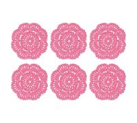 sourcing map 6Pcs Crochet Doilies Handmade Tray Doilies 4" Round Cloth Placemats Lace Coasters for Crafts, Daily Use, Festivals, Home Decoration, Dark Pink