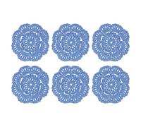 sourcing map 6Pcs Crochet Doilies Handmade Tray Doilies 4" Round Cloth Placemats Lace Coasters for Crafts, Daily Use, Festivals, Home Decoration, Blue