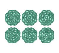 sourcing map 6Pcs Crochet Doilies Handmade Tray Doilies 4" Round Cloth Placemats Lace Coasters for Crafts, Daily Use, Festivals, Home Decoration, Green