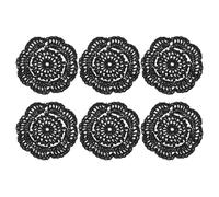 sourcing map 6Pcs Crochet Doilies Handmade Tray Doilies 4" Round Cloth Placemats Lace Coasters for Crafts, Daily Use, Festivals, Home Decoration, Black