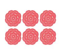 sourcing map 6Pcs Crochet Doilies Handmade Tray Doilies 4" Round Cloth Placemats Lace Coasters for Crafts, Daily Use, Festivals, Home Decoration, Light Red