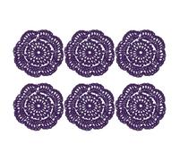 sourcing map 6Pcs Crochet Doilies Handmade Tray Doilies 4" Round Cloth Placemats Lace Coasters for Crafts, Daily Use, Festivals, Home Decoration, Dark Purple